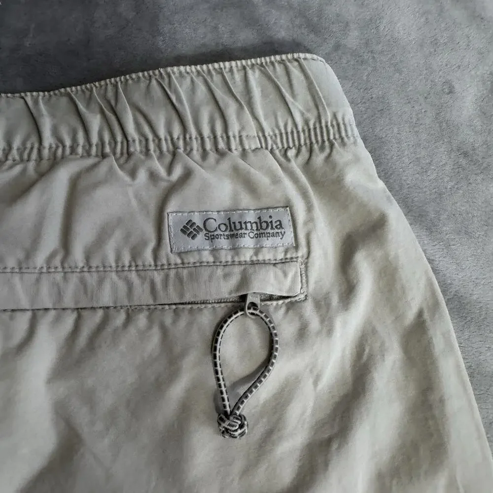 Columbia Cargo Shorts Mens L Beige Nylon Cotton Hiking Outdoor Utility 10 Inseam